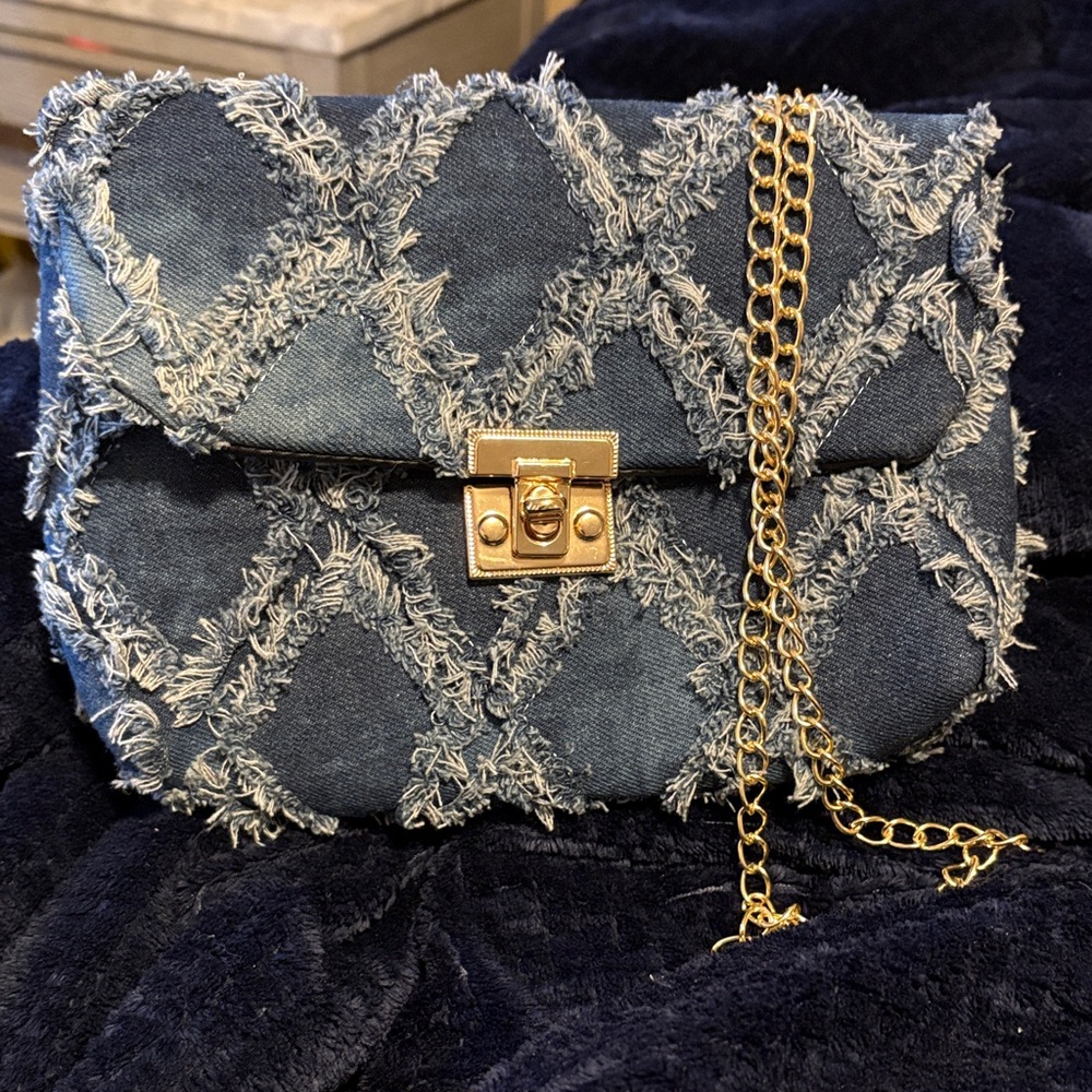 Stylish Denim Chain Crossbody Bag